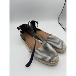 Old Navy Shoes Womens Size 10 Blue Striped Espadrille Sandals Ankle Strap